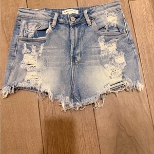 Almost Famous Light Blue Distressed Jean Shorts